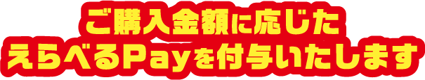 ご購入金額に応じたえらべるPayを付与いたします